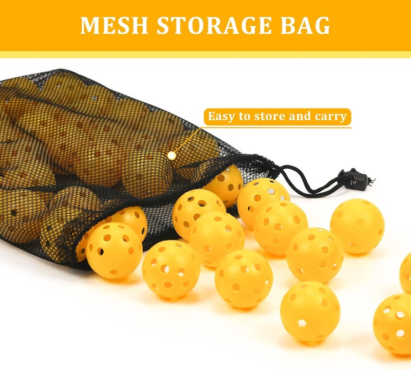 Bac-kitchen Plastic Golf Balls Practice Limited Flight Golf Training Ball Hollow Swing Practice Indoor Golf Balls with Mesh Drawstring Bag for Backyard Driving Range or Outdoor - Image 4